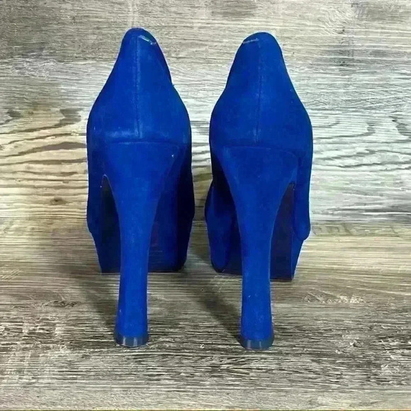 Kelsi Dagger Abrielle Blue Suede Platform Heels Women’s Size 7 Leather Upper - Picture 5 of 10